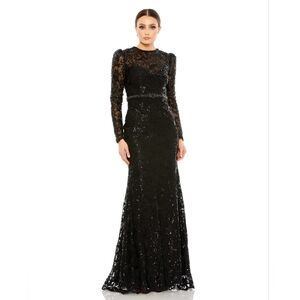 Mac Duggal 68011 NWT EMBELLISHED HIGH NECK LONG SLEEVE GOWN
